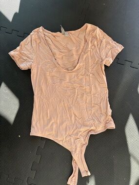 ASOS Scoop Neck Short Sleeve Bodysuit in Blush